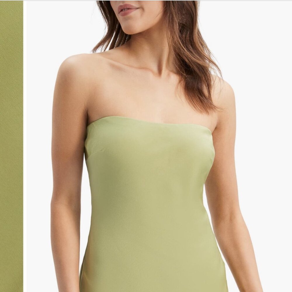 NWT Bardot Strapless Satin Midi Dress in Matcha Green Size 2 | Slip Dress